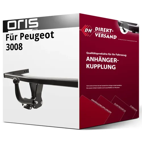 Peugeot 3008 I Typ 0U Oris Starr-Anhängerkupplung - Anhängerkupplung von Oris für Peugeot 3008 I, starr, mit 1600 kg Anhängelast und ohne Eintragung in die Fahrzeugpapiere – ideal für unkompliziertes Anhängen!