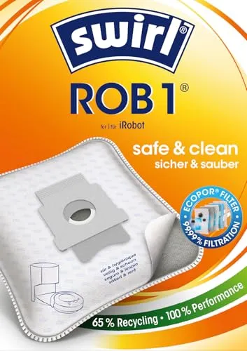 Swirl® ROB 1® Beutel für z.B. iRobot, Roomba i7+,j7+, i8+, i1+, i3+, i4+, i5+, j9+, s9+, Roomba Combo i5+, i8+, j5+, j7+, 2 Essential, 8 Beutel
