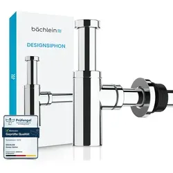 Bächlein Design Siphon Universal für Waschbecken - Passgenaue Abflussgarnitur mit Reinigungsöffnung, extrem leicht zu reinigen und 100% universale Passform