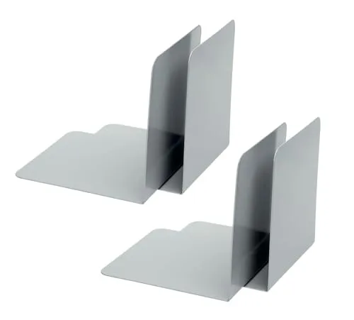 Alco-Albert 4302-10-4 - Buchstützen aus Metall, 4 Stück, grau, 14 x 14 x 12,5 cm, für Schule, Büro und Zuhause