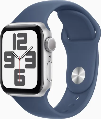 Apple Watch SE (2. Generation) GPS 40 mm - Smartwatch in Silber mit Denim Sportarmband, Fitness- und Schlaftracker, Sturzerkennung und 3 Monate Apple Fitness+ kostenlos
