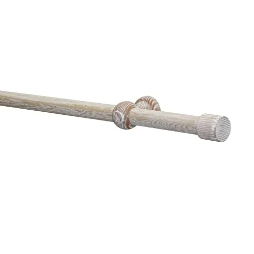 Gardinia Holz-Gardinenstangen-Set Shorty 1-Lauf Ø 25 mm - Stil- & Seilspanngarnituren, elegantes Design in Castell-Eiche für eine stilvolle Fensterdekoration.
