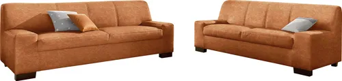 Polstergarnitur DOMO COLLECTION "Norma kubisch und zeitlos", orange (terrakotta), H:74cm, Sitzmöbel-Sets, Polstergarnitur, bestehend aus je einem 2- und 3-Sitzer