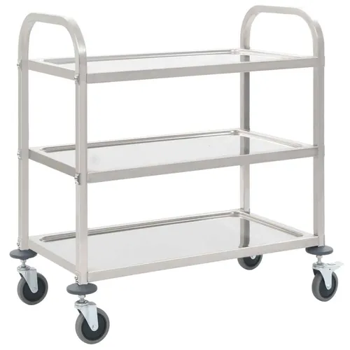 Küchentrolley Servierwagen - Modern und Praktisch - Küchenwagen aus Metall mit 2 Regalen, ideal für Esszimmer und vielseitig einsetzbar, Höhe verstellbar von 83-147 cm.