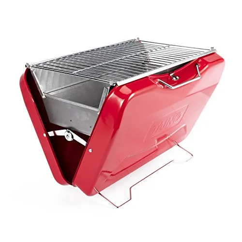 TAINO Holzkohlegrill MOX, tragbarer Koffergrill in Rot - Grills | Kompakter Holzkohlegrill, ideal für spontane Grillpartys. Zusammenklappbar und leicht, perfekt für Garten, Balkon oder Camping.