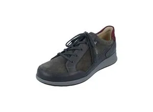 Finn Comfort Prato Damen Schnürschuhe in Anthrazit/Bordo - Größe 38.5 - Elegante Schnürschuhe aus Velours- und Glattleder mit weichem, herausnehmbarem Fußbett. Ideal für den Alltag, bieten diese Schuhe Komfort und Stil für normale bis kräftige Füße.