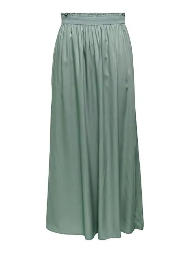 ONLY Damen Maxi Falten Rock | Wadenlanges Plissee Skirt mit Gummizug in Grün, Größe XL - Röcke für Damen, stylischer und bequemer Faltenrock für einen lässigen Look, ideal für Freizeit und besondere Anlässe.