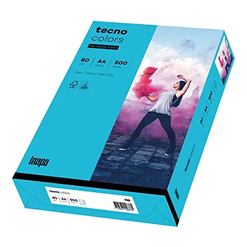 Farbiges Kopierpapier tecno colors, DIN A4, 80 g/m², blau, 500 Blatt