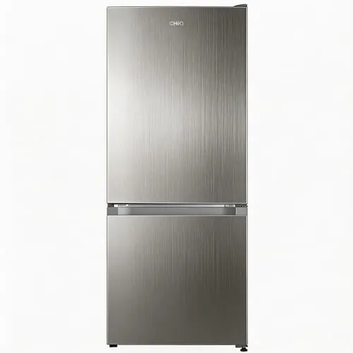 CHIQ Freistehender Kühlschrank mit Gefrierfach - Edelstahl Look - Kühl-Gefrierkombination mit 117L Volumen, 3 Glaseinlegeböden und Low-Frost Technologie. Energiesparend (Energieklasse E) und leise (39 dB) - ideal für Eigentumswohnungen.