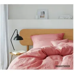 Elegante Bettwäsche Breezee in Wassermelone - 155x220 cm + 40x80 cm - Bettwäsche Breezee aus einem Leinen-Baumwoll-Mix vereint Stil und Komfort. Die vorgewaschene, entspannte Optik sorgt für eine angenehme Atmosphäre. Mit praktischem Reißverschluss und pflegeleichtem Material ideal für jeden Schlafraum.