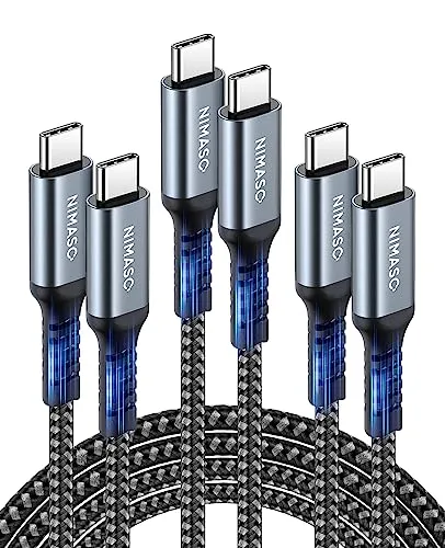 Nimaso USB C auf USB C Kabel [3-Pack/0.3M+1M+2M],USB Typ C PD Ladekabel 60W 20V/3A für Galaxy S23 S22 S21 S20 S10 A53,Note 10,Huawei P30 P20,Google Pixel 3a/3a XL,iPad Pro 2021/2020/2018,MacBook Pro