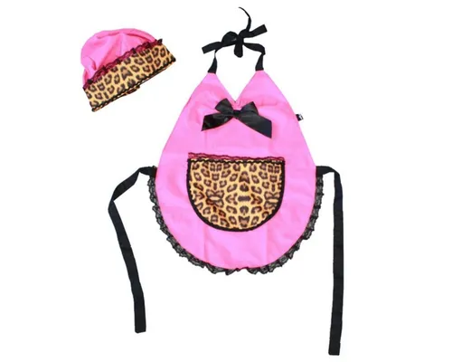 440s Kinder Kochschürze Set Leo Girl – Rosa - Stylische Kinderkochschürze mit bunten Applikationen, ideal für kleine Köche. Aus abwaschbarem Kunstfaserstoff für müheloses Kochen und Backen.