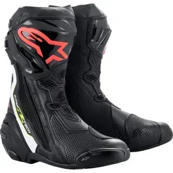 Alpinestars Supertech R Stiefel - Schwarz/Weiß/Neon-Rot/Neon-Gelb - 43 EU - Motorradbekleidung mit optimiertem TPU-Stretch-Panel-Design für besten Komfort und Schutz. Ideal für Rennfahrer, die Leistung und Sicherheit auf höchstem Niveau suchen.