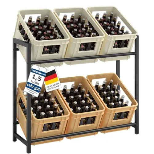 STEELSØN Getränkekistenregal Macondo - Standregal für 6 Getränkekisten, aus robustem Stahl, platzsparend und vielseitig einsetzbar für eine ordentliche Lagerung in Küche, Abstellraum oder Garage.