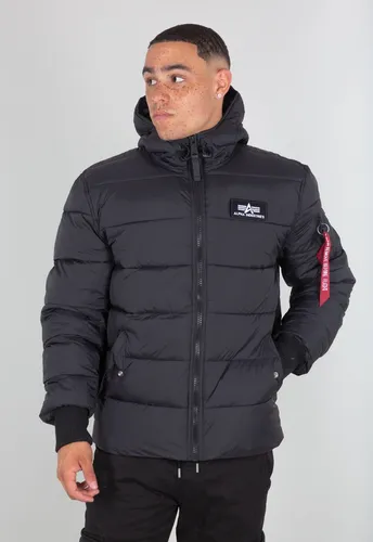 Alpha Industries Winterjacke Hooded Puffer Alpha FD schwarz Herren - verstellbare Kapuze, Utility Pocket und stylisches AOP-Futter für den perfekten Winterlook