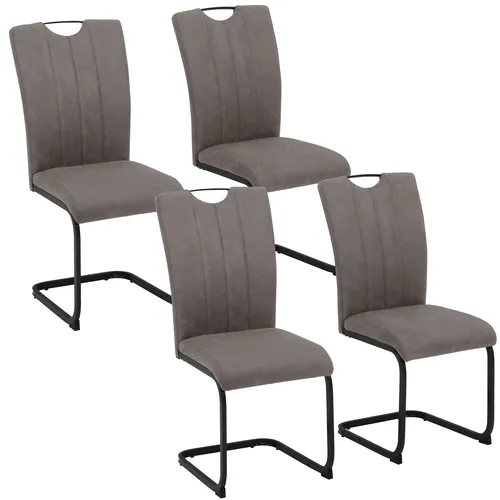Home affaire Freischwinger Napoli Set (4 St), Vintage-Mikrofaser Bezug - Stühle mit hoher Belastbarkeit bis 130kg, gepolstert und ideal für stilvolles Dining im Vintage-Look.