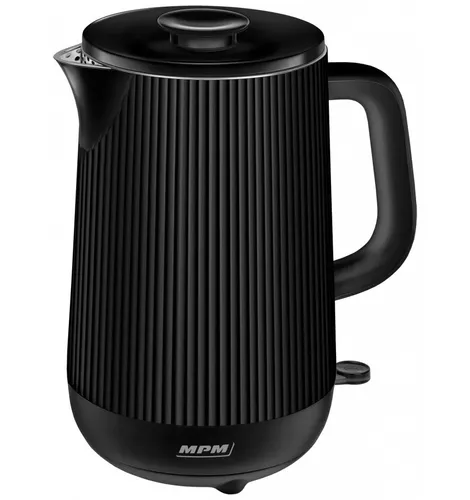 MPM MCZ-115/C Wasserkocher – kabellos, doppelwandig, schwarz - Eleganter kabelloser Wasserkocher mit 1,5 Litern Fassungsvermögen und doppelwandiger Konstruktion für sichere Handhabung und optimale Wärmespeicherung. Ideal für schnellen Tee oder Kaffee.
