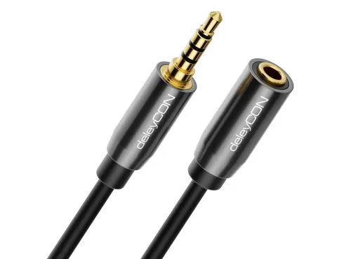 deleyCON deleyCON 1m Headset Kopfhörer Verlängerung AUX 3,5mm Klinke CTIA 4 Headset