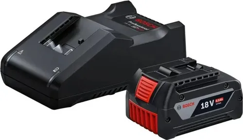 Bosch Professional GBA 18V 4.0AH + GAL 18V-40 - Zubehör für Elektrowerkzeug: Hochleistungsakku mit 4.0Ah für doppelte Laufzeit und schnelles Laden in nur 48 Minuten, ideal für Profis.