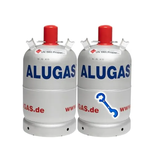 2x Alugas 11 kg Gasflasche - 10 Jahre TÜV, leicht und langlebig für Camping und Gastronomie