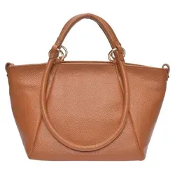 Roberta M Tote Bag SS26 RM 151T Cognac - Braun - Elegante Tragetasche aus 100 % Kuhleder mit praktischem Reißverschluss und Innenreißverschlusstasche. Ideal für stilvolle Aufbewahrung und täglichen Einsatz.