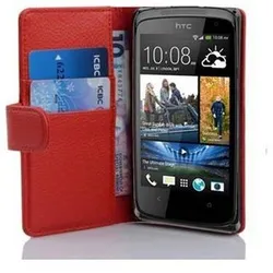 Cadorabo Schutzhülle für HTC Desire 500 Hülle in Rot Handyhülle Etui Case Backcover Kunstleder Tasche