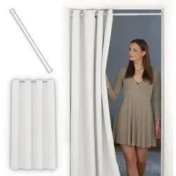 tinycurtains Türvorhang mit Teleskopstange - Schiebevorhang mit einfacher Montage in nur 1 Minute, passt in gängige Türrahmen und bietet thermische Isolation sowie 100% Blickdichtigkeit für mehr Privatsphäre.