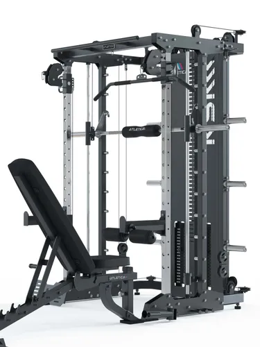 ATLETICA KSK Multipresse Set RELOADED | Vielseitige Kraftstation mit Hantelbank - Kraftstation für effektives Training, inklusive KSK Multipresse mit 2 x 90 kg Gewicht und B2 Hantelbank. Ideal für Arm- und Beintraining mit sicherem Bewegungsablauf für Anfänger.
