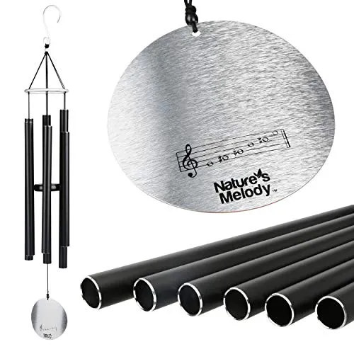 NATURE'S AT36BK MELODY - Aureole Tunes Klangspiel, 36 Zoll - Glockenspiel aus recyceltem Aluminium, handgestimmt für harmonische Klänge. Ideal für Garten oder Wohnzimmer, wetterfest und langlebig mit einfacher Aufhängung.