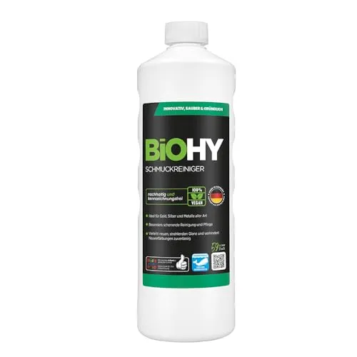 BiOHY Schmuckreiniger (1l Flasche) | Aktive Glanzformel | flüssiges Konzentrat für jedes Ultraschallgerät | für Uhren, Schmuck und Edelmetalle | effektive Ultraschall Reinigung