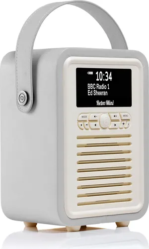 VQ - Radios - Kuechenradios - Hellgraues Retro Mini DAB/DAB+ Digital und FM-Radio mit Bluetooth