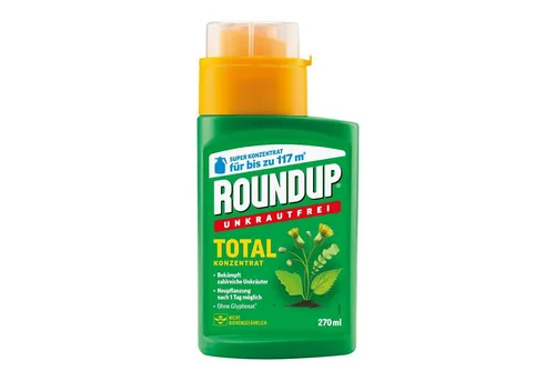 Roundup Unkrautfrei TOTAL Konzentrat - 270 ml - Effektiver Unkrautvernichter für schnelle Ergebnisse, biologisch abbaubar und bienenfreundlich. Ideal für die gezielte Anwendung im Garten.