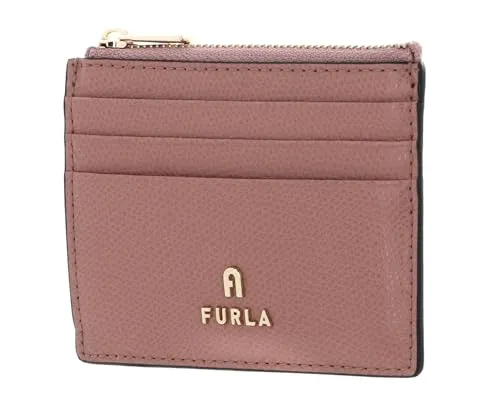 Furla Camelia Zipped Card Case – Kartenetui aus echtem Leder - Praktischer Kartenhalter für bis zu 10 Karten und Münzfach. Kompakt und stilvoll in Tulle (altrosa) – ideal für jede Tasche.