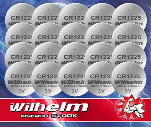 CR1225 CR 1225 WILHELM Lithium Knopfzelle 3V 52 mAh ø12 x 2,5 mm Batterie DL1225 20 x