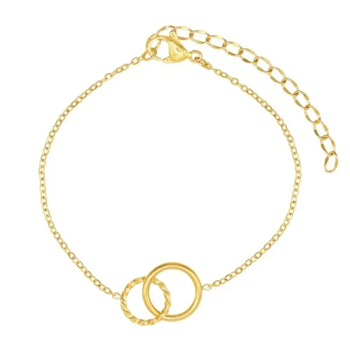 Heideman Armband Damen aus Edelstahl gold farbend matt Armkette für Frauen mit Stein weiß