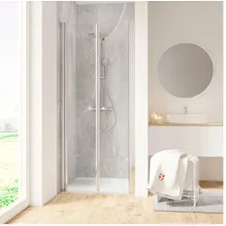 Pendeltüre für Nische Schulte Garant 2.0 - 800x800x2000 mm - Echtglas Klar - Elegante Pendeltür aus 6 mm Sicherheitsglas für komfortablen Einstieg. Ideal für Nischen, flexibel nach innen und außen bewegbar, mit hochwertigem Design und stabilen Profilen.