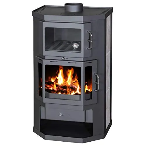Kaminofen Victoria Taro F - 9,53 kW mit Backfach und Herdplatte, umweltfreundliches Heizen und vielseitiges Kochen ohne Strom