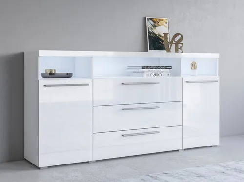 INOSIGN Sideboard India 182 cm - Moderne Anrichte mit 2 Türen und 3 Schubladen, bietet viel Stauraum und verstellbare Einlegeböden für flexible Nutzung im Wohn- oder Schlafbereich.