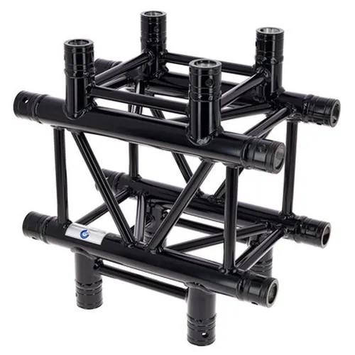 F34 P 4-Weg Ecke C41 stage black - 4-Wege Ecke für Traversen, ideal für professionelle Lichtinstallationen und stabile Konstruktionen bei Events.