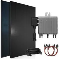 SUNNIVA® Balkonkraftwerk FULL BLACK BIFACIAL 1196W/800W - Solaranlage mit bifazialer Technologie, die bis zu 30% mehr Energie liefert. Plug & Play Installation mit DEYE Wechselrichter für hohe Effizienz und einfache Nutzung auf Balkon, Terrasse oder Dach.