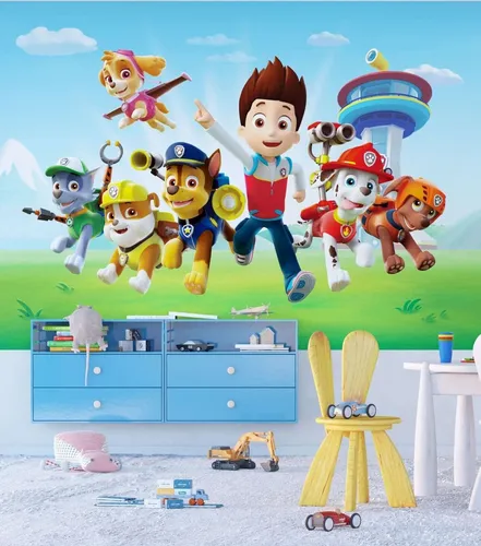 AG Design Paw Patrol eilen zur Hilfe Vlies Fototapete - Tapeten für Kinderzimmer, hochwertige digitale Druckqualität und einfache Installation ohne Blasen für ein kinderfreundliches Ambiente.