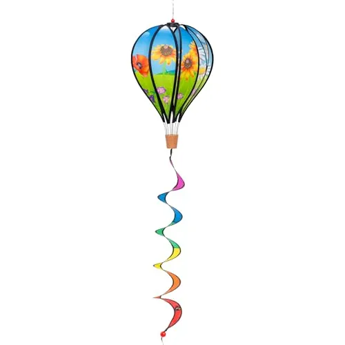 HQ Windspiel Hot Air Balloon Twist Flowers - Sonstige Gartendekorationen, farbenfrohes Windspiel, das bereits bei leichtem Wind dreht und Ihr Zuhause oder Garten verschönert.