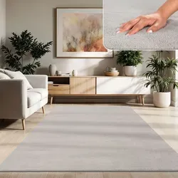 Paco Home Moderner Kurzflor Teppich 200 cm Quadrat, Silber - Eleganter Kurzflor-Teppich in zeitlosem Silber, der jedem Raum Wärme und Stil verleiht. Waschbar bei 30°C, rutschfest und aus strapazierfähigem Material – ideal für vielseitige Wohnstile.