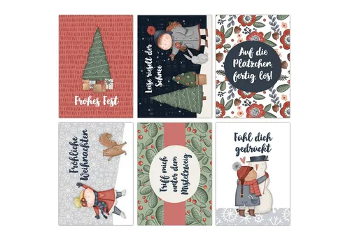 PAPIERDRACHEN Weihnachtskarte Weihnachtskartenset - liebevoll gestaltete Postkarten zu Weihnachten