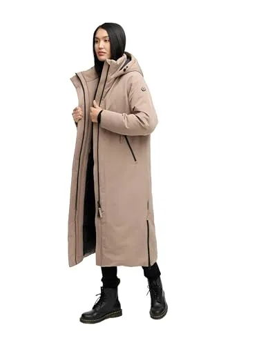 Navahoo Damen Mantel mit Rucksackträgern – Warme Winterjacke für eisige Tage - Minimalistischer Oversize Wintermantel mit robuster Wattierung und weichem Futter. Ideal für kalte Tage, schützt vor Wind und Nässe. Praktische Details wie verstellbare Kapuze und wasserdichte Taschen machen ihn zum perfekten Begleiter.