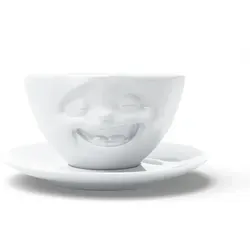 FIFTYEIGHT Kaffeetasse 200ml - Lachend weiß - Die FIFTYEIGHT Kaffeetasse 200ml in lächelndem Design bringt Freude in jede Kaffeepause. Ideal für Zuhause oder im Büro, sorgt sie für gute Laune beim Genießen.