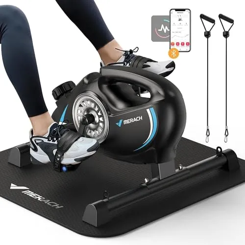 MERACH Pedaltrainer - Beintrainer für Zuhause mit 2 Widerstandsbändern, platzsparend und ideal für Seniorenfitness und Büroarbeit