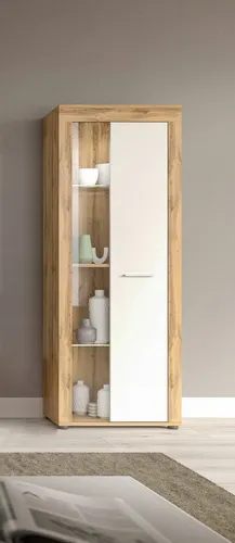 INOSIGN Vitrine Aosta, 159 cm - Elegante Standvitrine in verschiedenen Farben - Vitrinen für das Wohnzimmer, mit 1 Glastür, 3 variablen Einlegeböden und pflegeleichter Oberfläche - ideal für individuelle Wohnakzente.