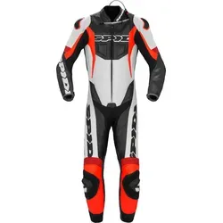 Spidi Sport Warrior Pro Motorrad Lederkombi, schwarz-rot, Größe 50 - Motorradkombis mit aerodynamischem Rückenaufsatz und hoher Sicherheitsklasse AAA für optimalen Schutz und Komfort beim Fahren.