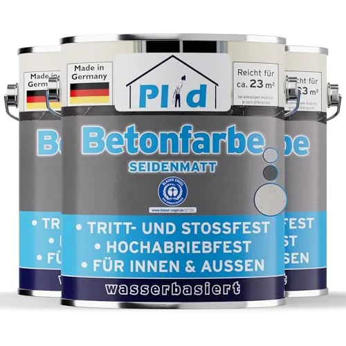 Betonfarbe 2,25L Kieselgrau - Hochdeckende Bodenbeschichtung - Lacke: Schnelltrocknende und UV-beständige Betonfarbe in Kieselgrau, perfekt für Innen- und Außenbereiche, deckt bis zu 30 m² mit nur einer Schicht.